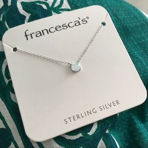 Sterling silver white opal necklace